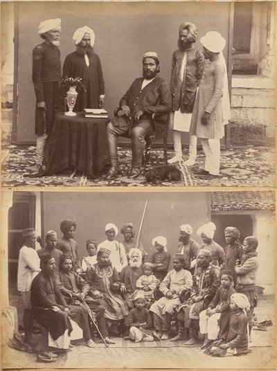 Ramkishore Singh, Rewa (recto, boven); familie van Mowhri Rahman Alli Khan, Rewa (recto, onder) door Raja Deen Dayal