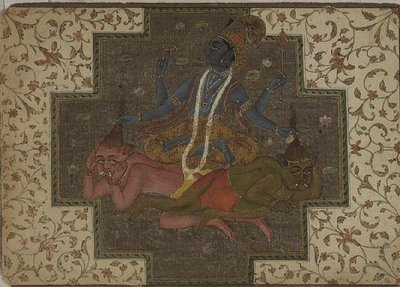 Folio 47.110/69 Vishnu doodt de demonen Madhu en Kaitabha, uit de 