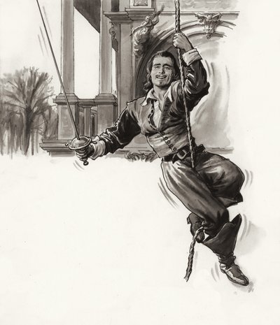 Douglas Fairbanks (gouache op papier) door Ralph Bruce