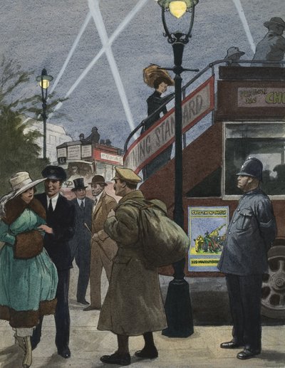 Londen in de Eerste Wereldoorlog (gouache op papier) door Ralph Bruce