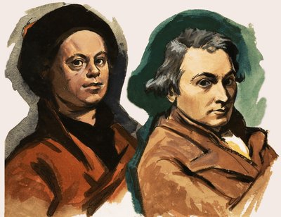 William Hogarth en George Romney door Ralph Bruce