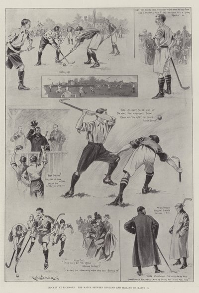 Hockey in Richmond, de wedstrijd tussen Engeland en Ierland op 11 maart door Ralph Cleaver