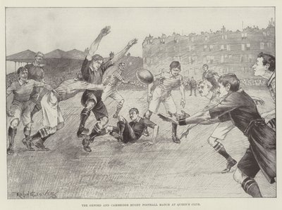 De rugbywedstrijd Oxford en Cambridge bij Queen