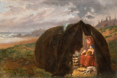 Zigeuners gekampeerd op het strand, nabij South Shields, 1876 door Ralph Hedley
