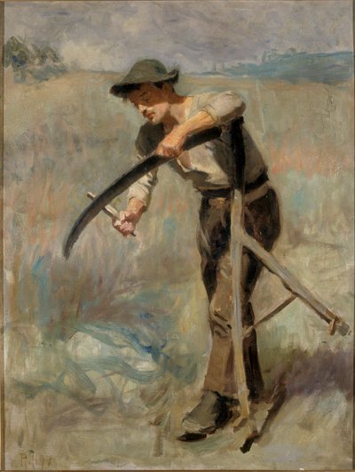 De zeis slijpen, 1897 door Ralph Hedley