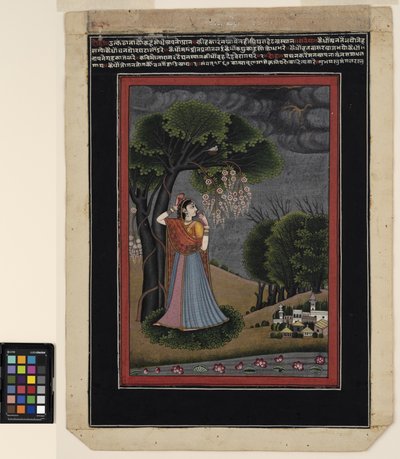 Een nayika die verlangt naar haar geliefde, c.1790 door Ram Mola