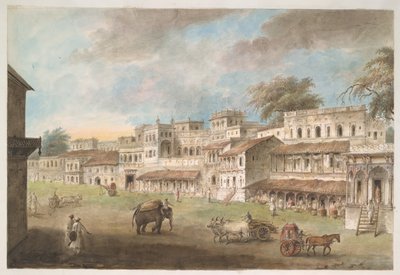 Zicht op een kant van de hoofdstraat in de Indiase stad Patna door Ram Sita