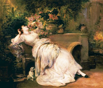 Vrouw in een tuin door Ramón Martí Alsina