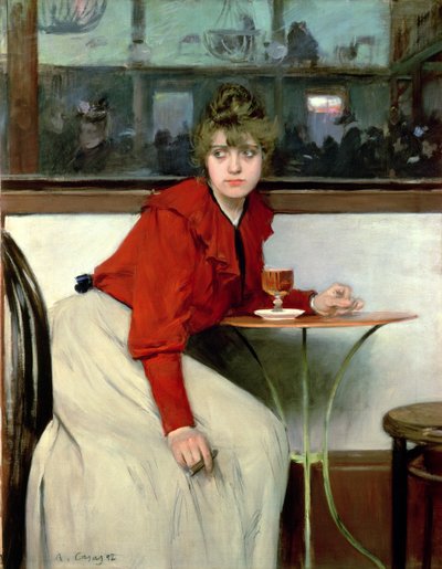 Meisje in een Bar door Ramon Casas i Carbo