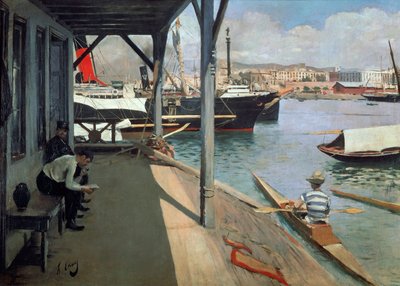 De haven van Barcelona door Ramon Casas i Carbo