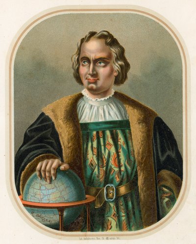 Christoffel Columbus met globe door Ramon Puiggari