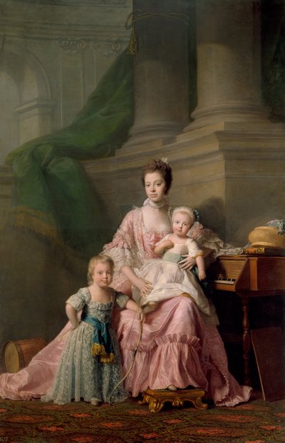 Koningin Charlotte 1744-1818, met haar twee oudste zonen, 1769 door Ramsay