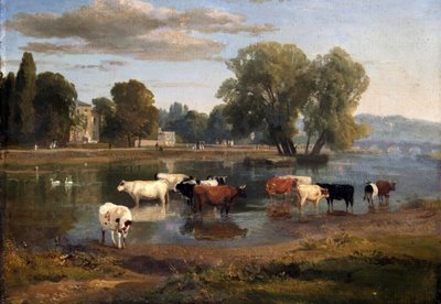 De Theems bij Richmond vanaf de Middlesex-oever, kijkend naar Asgill House door Ramsay Richard Reinagle