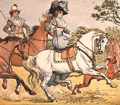 Een Dame op een Wit Paard van Ride a Cock Horse to Banbury Cross door Randolph Caldecott