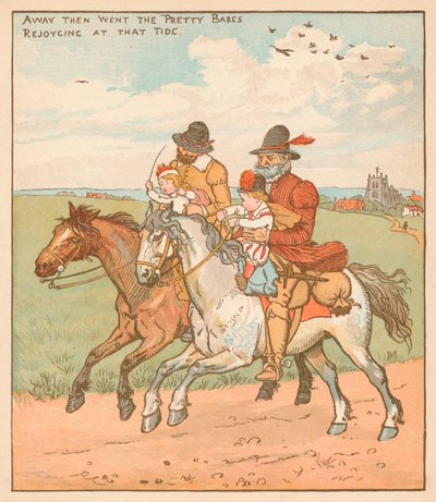 Weg gingen ze de mooie kinderen, verheugd op dat moment, ca. 1878 door Randolph Caldecott
