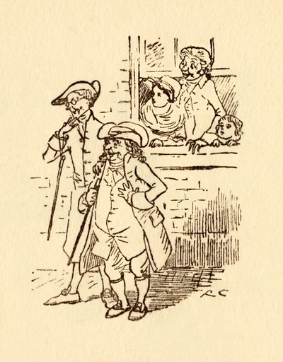 Omstanders Kijken toe terwijl John Gilpin Voorbij Galoppeert door Randolph Caldecott