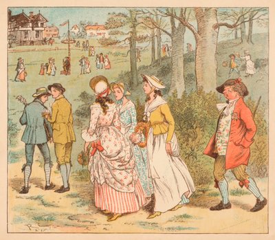 Come Lasses and Lads, ca. 1885 door Randolph Caldecott