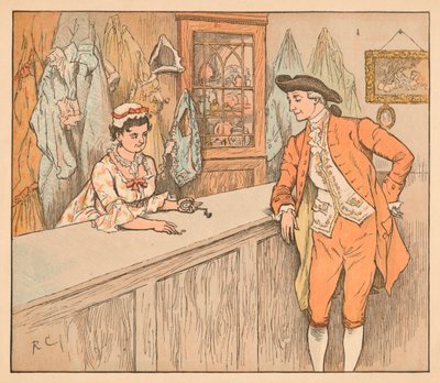 Klant in een pandjeshuis, ca. 1885, 1934 door Randolph Caldecott