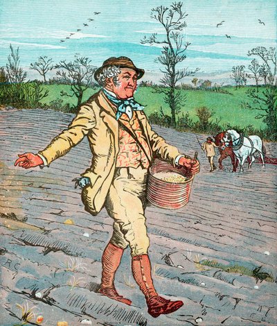 Boer die zaad zaait, 1881 door Randolph Caldecott