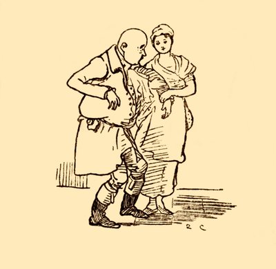 John Gilpin arriveert, zonder hoed en pruik, 1878, ca. 1918 door Randolph Caldecott