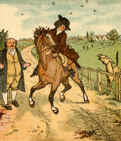 John Gilpins paard schrikt van een ezel, 1878, c1918 door Randolph Caldecott