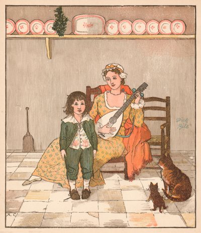 Meester Bill Primrose bereidt zich voor om het verhaal te zingen, c1879 door Randolph Caldecott