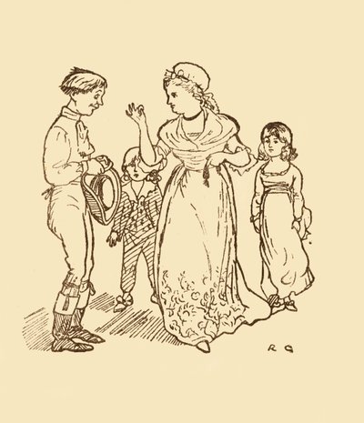 Mevrouw Gilpin betaalt de postjongen om haar man te vinden, 1878, c1918 door Randolph Caldecott