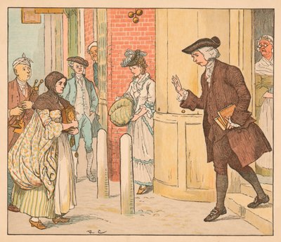 Mensen buiten een pandjeshuis, ca. 1885, 1934 door Randolph Caldecott