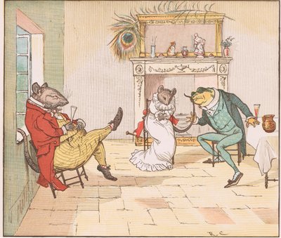Bid, Meneer Kikker, wilt u ons een liedje zingen door Randolph Caldecott