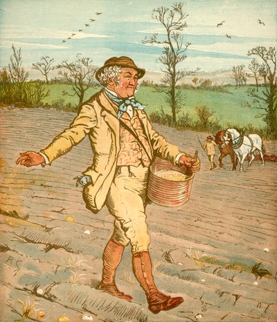 ...De Boer die het graan zaaide, c1878 door Randolph Caldecott
