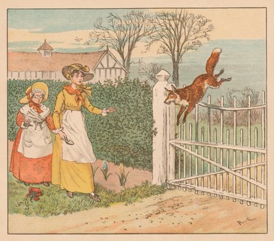 De vos springt over het hek van de pastoor door Randolph Caldecott