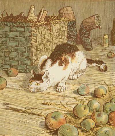 Het huis dat Jack bouwde. Het kat die de rat at die het mout at. Illustratie door Randolph Caldecott door Randolph Caldecott