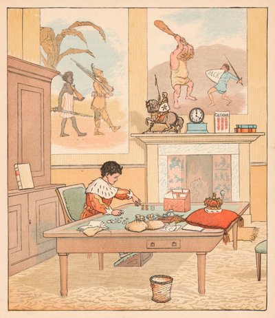 De koning was in zijn telkamer, geld aan het tellen, 1880 door Randolph Caldecott