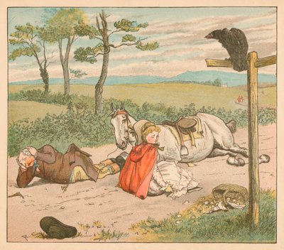 De merrie brak haar knieën en de boer zijn kroon, ca. 1885, 1934 door Randolph Caldecott