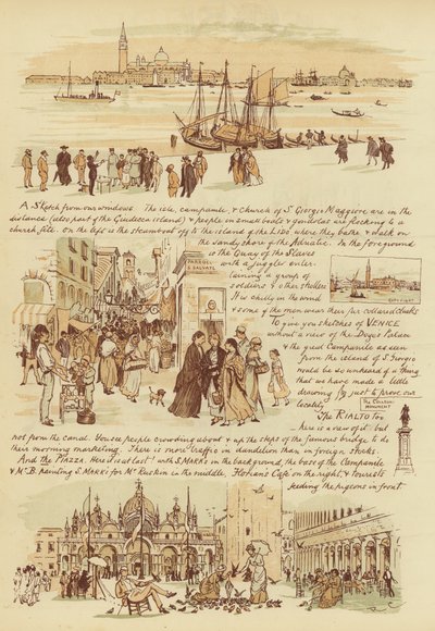Aan onze vrienden die nog nooit in Venetië zijn geweest (chromolitho) door Randolph Caldecott