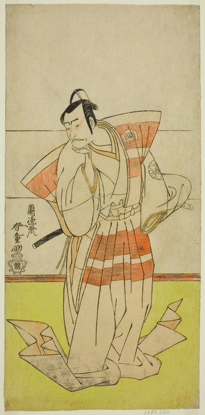 De acteur Nakamura Nakazo I als Kudo Suketsune in het stuk Edo no Fuji Wakayagi Soga, uitgevoerd in het Nakamura Theater in de eerste maand, 1789 door Rantokusai Shundo