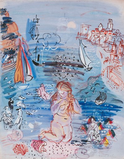 Amphitrite in de haven van Marseille; Amphitrite dans le Port de Marseille, c.1927-30 (aquarel en gouache op papier op dik karton) door Raoul Dufy