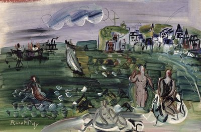 Badgasten in Sainte-Adresse (olieverf op doek) door Raoul Dufy