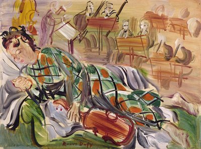 Berthe als harlekijn (olieverf op doek) door Raoul Dufy