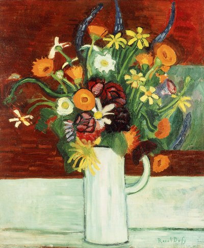 Boeket bloemen in een vaas; Bouquet de Fleurs dans un Vase door Raoul Dufy