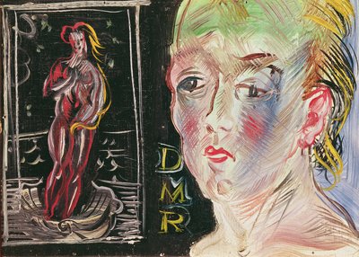 Kop van een vrouw en Amphitrite (olieverf op doek) door Raoul Dufy