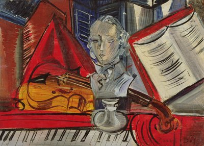 Hommage aan Mozart, ca.1945 (olieverf op doek) door Raoul Dufy