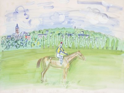 Paard en jockey in Deauville; Cheval et Jockey a Deauville door Raoul Dufy