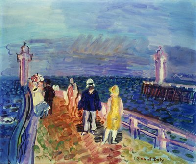 Steigers bij Trouville-Deauville; Les Jetees de Trouville-Deauville door Raoul Dufy