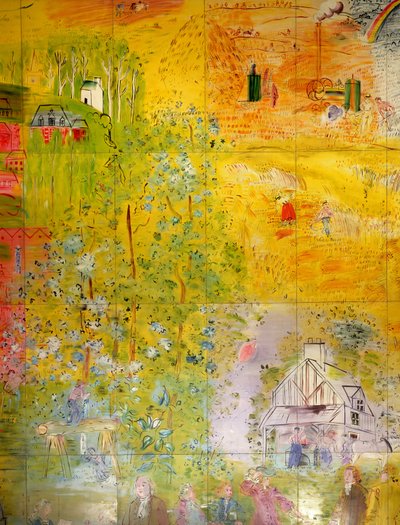 La Fee Electricite, detail van de rechterzijde waarop de oogst staat afgebeeld door Raoul Dufy