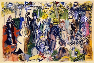 Le Moulin de la Galette (aquarel, pen  inkt) door Raoul Dufy