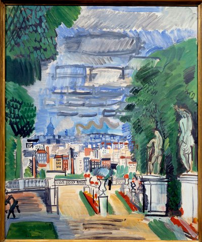 Le parc de Saint Cloud, 20e eeuw (olieverf op doek) door Raoul Dufy