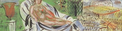 Naakt met rode vaas (olieverf op doek) door Raoul Dufy