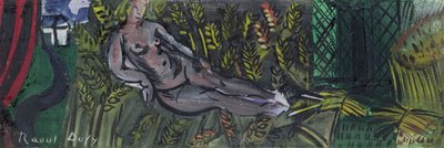 Liggende nimf in het koren (olieverf op doek) door Raoul Dufy