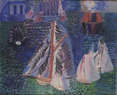 Zeilboten in de haven van Le Havre, ca.1925 (olieverf op doek) door Raoul Dufy
